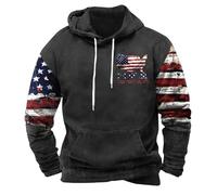 Wmmner American Flag Hoodies for Men Drawsthooded Sweatshirt Casual Fall Shirts Men's Patriotic Graphic Pullover Long Sleeve/Noir/L