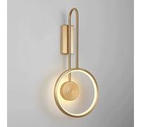 Wmmner Anneau Applique Murale En Laiton Lampe de Chevet Moderne 46W Led Lampes de Chevet Simple Luminaire Décoratif de Chambre À Coucher Appliques Murales Intérieures En Cuivre 3 Mode Couleur,