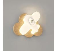 Wmmner Applique Murale À Led Chambre D'Enfants Applique Murale D'Avion En Bois Avec Interrupteur À Chaîne de Traction Abat-Jour Au Lait Blanc Ferme Rustique Lampe Murale Du Milieu Du Siècle Applique M