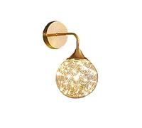 Wmmner Applique Murale À Led En Finition Laiton Moderne Avec Globe En Verre Rond Lampe À Abat-Jour Transparent Vintage Gypsophila D Light Fxture Pour Couloir D'Hôtel-Den 15X25Cm