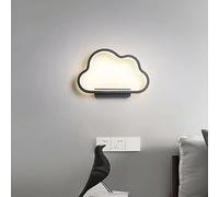 Wmmner Applique Murale Cloud Pour Chambre À Coucher, Lampe de Chevet, Chambre D'Enfant, Décorative, Pour Fond D'Écran Tv, Escalier, Couloir, Éclairage Intérieur À Led/Lumière Froide/Noir 28 Cm