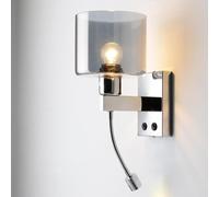 Wmmner Applique Murale de Ferme Industrielle Chrome Fumée Gris Verre Salle Den Lumière de Vanité Lampe Murale Moderne Led Lampe Murale de Lecture Avec Interrupteur Marche/Arrêt, Pour Le Salon