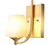 Wmmner Applique Murale En Laiton Applique Murale En Laiton Lumière Abat-Jour En Verre Blanc Lampe Murale Moderne Lustre Mural de Style Américain,