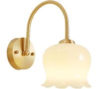 Wmmner Applique Murale En Laiton Lily Of The Valley Abat-Jour En Verre Blanc Laiteux, Flampe Murale Minimaliste Ench/Blanc