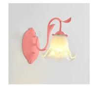 Wmmner Applique Murale En Verre Avec Abat-Jour En Forme de Fleur, Lampe Murale Tulipe Crème, Applique Murale Pour Salle Den, Plafonnier/Rose/1 Lumière