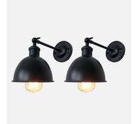 Wmmner Applique Murale Industrielle, Lampe Murale Rétro, Lampe Murale Noire En Forme de Dôme, Luminaire Mural Antique de Style Fermier, Lot de 2, Luminaire de Plafond/Une Couleur/Lot de 2
