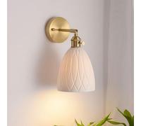 Wmmner Applique Murale Lampe de Décoration de Chevet Applique Murale Blanche D'Intérieur de Style Japonais Lampes Murales Réglables En Laiton Appliques Murales En Céramique Moderne, Lustre