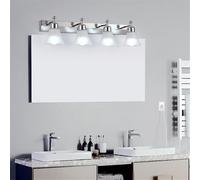 Wmmner Applique Murale Led Avec Miroir Et Abat-Jour En Verre Dépoli Applique Murale Pour Salle Den En Acier Inoxydable Argenté, Lampe Murale Pour Coiffeuse, Plafonnier/Une Couleur/58 Cm