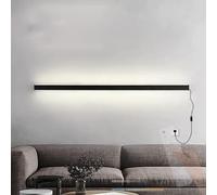 Wmmner Applique Murale Led Moderne Dimmable Avec Télécommande - 150 Cm Minimaliste Blalampe En Alumick Pour Salon Et Chambre À Coucher, Éclairage Mural Réglable 2700K-6500K/Noir/100Cm
