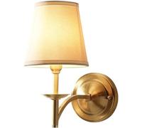Wmmner Applique Murale Mid-Century Applique Murale Luminaire En Laiton Finition Or Brossé Avec White Drum Shade Wall Light Retro Indoor Bedside Modern Wall Lamp, Chandelier