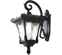 Wmmner Appliques Murales American Country Wall Light Retro Victorian Outdoor Lantern Waterproof Wall Mount Porch Lamp Black With Water Glass House Lighting Sconce E27/Une Couleur