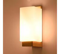 Wmmner Appliques Murales Européennes Colonnes Avec Verre Blanc Laiteux, Lampes Murales Carrées Modernes Pour Chambre À Coucher, Éclairage de Chevet En Bois
