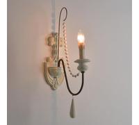 Wmmner Appliques Murales Fou Chambre À Coucher Ferme Décoration Murale Vintage Bougie Rustique Appliques Murales En Bois Câblées Pour Chambre À Coucher Salon Couloir Entrée Porche/Blanc/1-Lumière