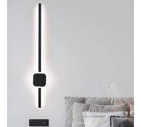 Wmmner Appliques Murales Led Longues Géométriques En Alumiet Silicone, Modernes, Avec Télécommande, Dimmables, Pour La Décoration Intérieure, Pour Chambre À Coucher, Salon (60 Cm, Carrées, Noires)/Noi