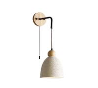 Wmmner Appliques Murales Mid Century Avec Chaîne, Béton Gris, Luminaire Industriel, Moderne, Style Fermier, En Bois, Pour Chambre, Salon, Salle Den