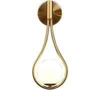 Wmmner Appliques Murales Modernes Dorées Applique Murale Mid-Century En Forme de Goutte D'Eau Lampe Murale Boule En Verre Blanc Lampe de Chevet Pour Chambre, Pour Salon
