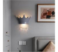 Wmmner Appliques Murales Modernes Et Simples Amen Crown Crystal Wall Light Fixture - Lampe D'Appoint Pour Salon, Chambre À Coucher, Lampes Led de Chevet (Gris)