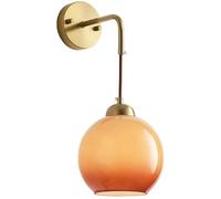 Wmmner Appliques Murales Pour Bedroom Modern Glass Orange Glass Sphere Ball Antique Brass Hallway Wall Light Hanging Vintage Gold Bedside Wall Lamp For Bedroom Living Room Farmhouse Bathroom