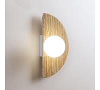 Wmmner .Appliques Murales Pour Chambre À Coucher Applique Murale En Marbre Demi-Lune Demi-Cercle Pierre Travertin Vintage Avec Globe Abat-Jour En Verre Décor D'Intérieur Éclairage Mural Pour Chambre F