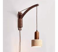 Wmmner Appliques Murales Pour Chambre À Coucher En Bras Pivotant Lampe de Lecture Murale Pour Chambre À Coucher Pierre de Marbre Naturel Wtoutes Les Lampes Rustiques Vintage En Bois Éclairage Mural Po
