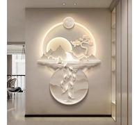 Wmmner Appliques Murales Pour Chambre À Coucher Image Led de Neuf Sculptures Murales de Poissons Lampe Montée Décorative Salon Art Suspendu Avec Lumière Led (C 29,5 Po)/B/41.3In
