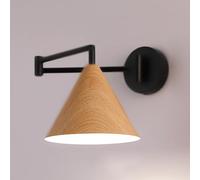 Wmmner Appliques Murales Pour Chambre À Coucher Nordic Wood Grain Avec Abat-Jour À Cône Lampes Murales Réglables À Bras Pivotants Chambre À Coucher Lampe de Chevet Câblé Pour Salon Ferme Couloir Salle