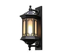 Wmmner Appliques Murales, Style Chinois Extérieur Simple Noir Solaire Montage Mural Lumière Lampe En Alumimoulé Sous Pression Corps Applique Murale Avec Abat-Jour En Verre Applique Murale Pour Villa R