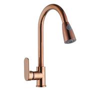 Wmmner Avec Pulvérisateur Vers Le Bas, Poignée Unique, Trou Uniquerobinet Coulissant À 2 Becs, Robinet D'Évier Rotatif À 360°, Mitigeur de Cuisine À Eau Chaude Et Froide, Or Rose