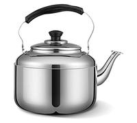 Wmmner Bouilloire de Camping Bouilloire En Acier Inoxydable Théière Whistle Bouilloire Ergonomic Handle Polish Simple Classic Teapot For Kitchen Whistleing Kettle For Gas Hob/Argent/5L