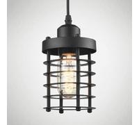 Wmmner Cage de Lustre En Métal Noir Abat-Journt Light Luminaire de Plafond E27 Lampe Suspendue Compatible Avec La Chambre À Coucher de L'Îlot de Cuisine, Lampe Suspendue de Plafond À Led/Une Couleur