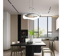 Wmmner Chandelier Modern Metal Creative Decorative Led Dimmable Light 46W with Remote Control 1 round Hanging Lamp Fixture Color Lighting Kitchen Island Dining Room Bedroom Living Room B/Chrome/D42Cm