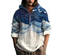 Wmmner Chemises À Capuche Imprimées de Nouveauté pour Hommes Plus Size Trendy Graphic Tee-Shirts À Manches Longues Fashion Tops de Vacances Décontractés pour Hommes/Marine/3Xl