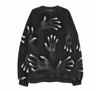 Wmmner Chemises Halloween Pour Hommes Sweatshirts Imprimés Mains Horrifiques Chemises À Manches Longues Pulls À Col Rond Pulls À Col Rond/Noir1/4Xl