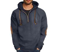 Wmmner Corduroy Hoodies for Men Trendy Vinatge Fall Shirt Long Sleeve Mens Fashion Drawst1/4 Zip Hooded Pullover Sweatshirt/Marine/XL