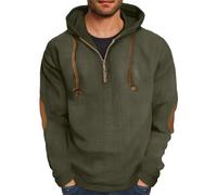 Wmmner Corduroy Hoodies for Men Trendy Vinatge Fall Shirt Long Sleeve Mens Fashion Drawst1/4 Zip Hooded Pullover Sweatshirt/Vert/M