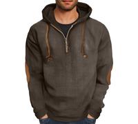 Wmmner Corduroy Hoodies for Men Trendy Vinatge Fall Shirt Long Sleeve Mens Fashion Drawst1/4 Zip Hooded Pullover Sweatshirt/Café/M