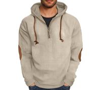 Wmmner Corduroy Hoodies for Men Trendy Vinatge Fall Shirt Long Sleeve Mens Fashion Drawst1/4 Zip Hooded Pullover Sweatshirt/Beige/M