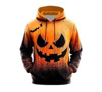Wmmner Costumes D'Halloween Pour Hommes Sweats À Capuche Jack O' Lantern T-Shirts À Poche Avec Motif Citrouille Sweats À Capuche À Manches Longues/Sweats À Capuche Halloween Orange Pour Hommes/S
