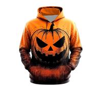 Wmmner Costumes D'Halloween Pour Hommes Sweats À Capuche Jack O' Lantern T-Shirts À Poche Avec Motif Citrouille Sweats À Capuche À Manches Longues/Sweats À Capuche Halloween Dorés Pour Hommes/S