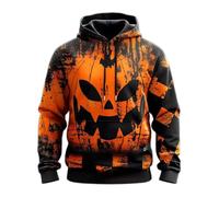 Wmmner Costumes D'Halloween Pour Hommes Sweats À Capuche Jack O' Lantern T-Shirts À Poche Avec Motif Citrouille Sweats À Capuche À Manches Longues/Sweats À Capuche Halloween Kaki Pour Hommes/S