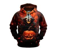 Wmmner Costumes D'Halloween Pour Hommes Sweats À Capuche Jack O' Lantern T-Shirts À Poche Avec Motif Citrouille Sweats À Capuche À Manches Longues/Sweats À Capuche Halloween Jaunes Pour Hommes/S