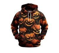 Wmmner Costumes D'Halloween Pour Hommes Sweats À Capuche Jack O' Lantern T-Shirts À Poche Avec Motif Citrouille Sweats À Capuche À Manches Longues/Sweats À Capuche Halloween Noirs Pour Hommes/S