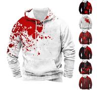 Wmmner Costumes D'Halloween Pour Hommes Sweats À Capuche Sanglants Avec Poches Sweats À Capuche Effrayants Avec Sang Sweats À Capuche À Manches Longues/Sweats À Capuche Halloween Gris 2 Pour Hommes/S
