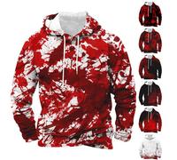 Wmmner Costumes D'Halloween Pour Hommes Sweats À Capuche Sanglants Sweats À Capuche Effrayants Imprimés Sanglants Sweats À Capuche À Manches Longues Pulls/1 Sweat À Capuche Halloween Rouge Pour Homme/