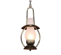 Wmmner Country Américain Rétro En Fer Forgé À Tête Unique Lustre Simple Chaîne de Fer Nostalgique Lampe À Kérosène Plafond Suspension Lumière Décoration Restaurant Bar Couloir Pavillon Balcon Suspensi
