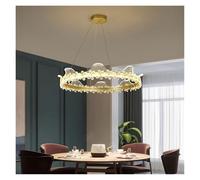 Wmmner Cristal Led Moderne, Suspension À Anneau Rond, Acrylique D Hanging Lampe, Luminaire de Plafond Intérieur Compatible Avec Le Salon, La Salle À Manger, La Cuisine, L'Îlot, (3 Couleurs)