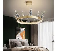 Wmmner Crown Series Nordic Crystal Light Chambre À Coucher Salon Lustre Princess Children's Net Red Ceiling Hanging Lamp, Clear The New (Smoke Grey)