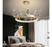 Wmmner Crown Series Nordic Crystal Light Chambre À Coucher Salon Lustre Princess Children's Net Red Ceiling Hanging Lamp, Clear The New (Smoke Grey)