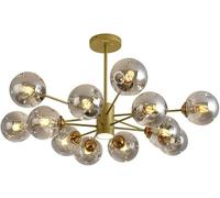 Wmmner D Glass Bubble Cluster Sputnik Plafonnier Avec Projecteur Led Amber Black Ball Mid Century Modern Light Fixture, (L70Cm Gris)/L100Cm/Gris