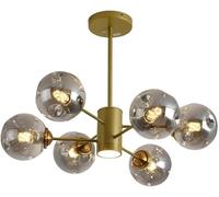 Wmmner D Glass Bubble Cluster Sputnik Plafonnier Avec Projecteur Led Amber Black Ball Mid Century Modern Light Fixture, (L70Cm Gris)/L70 Cm/Ambre